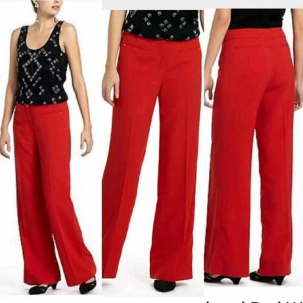 Like New Anthropologie Leifsdottir Orange Red Wide Leg Pants - Picture 2 of 8